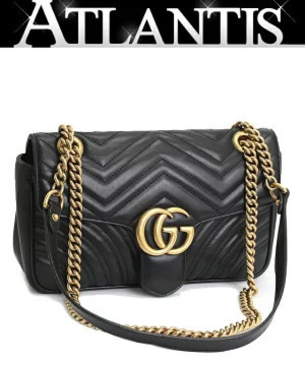 Gucci GG Marmont chain shoulder bag black leather